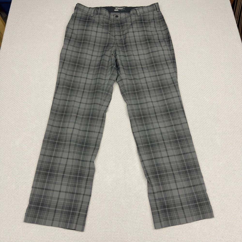 Nike Golf Pants Mens 36x32 Gray Plaid Tour Performance Dri FIT Trousers Preppy
